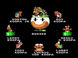 A família "nobre" dos koopas, no jogo Super Mario World