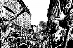 O apocalipse zumbi de "The Walking Dead", ilustrado por Charlie Adlard