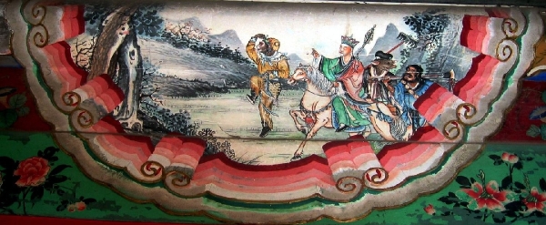 Pintura do Palácio do Verão em Beijing, mostrando cena da Jornada ao Oeste
